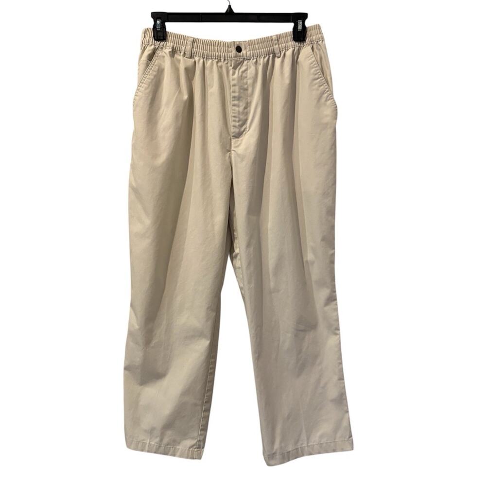Haband Casual Joe Mens Tan Elastic Waist Cotton Blend Pants 42/S Style 075